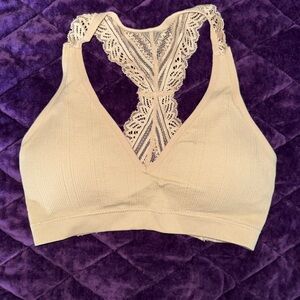 Lace-Back Beige Bralette